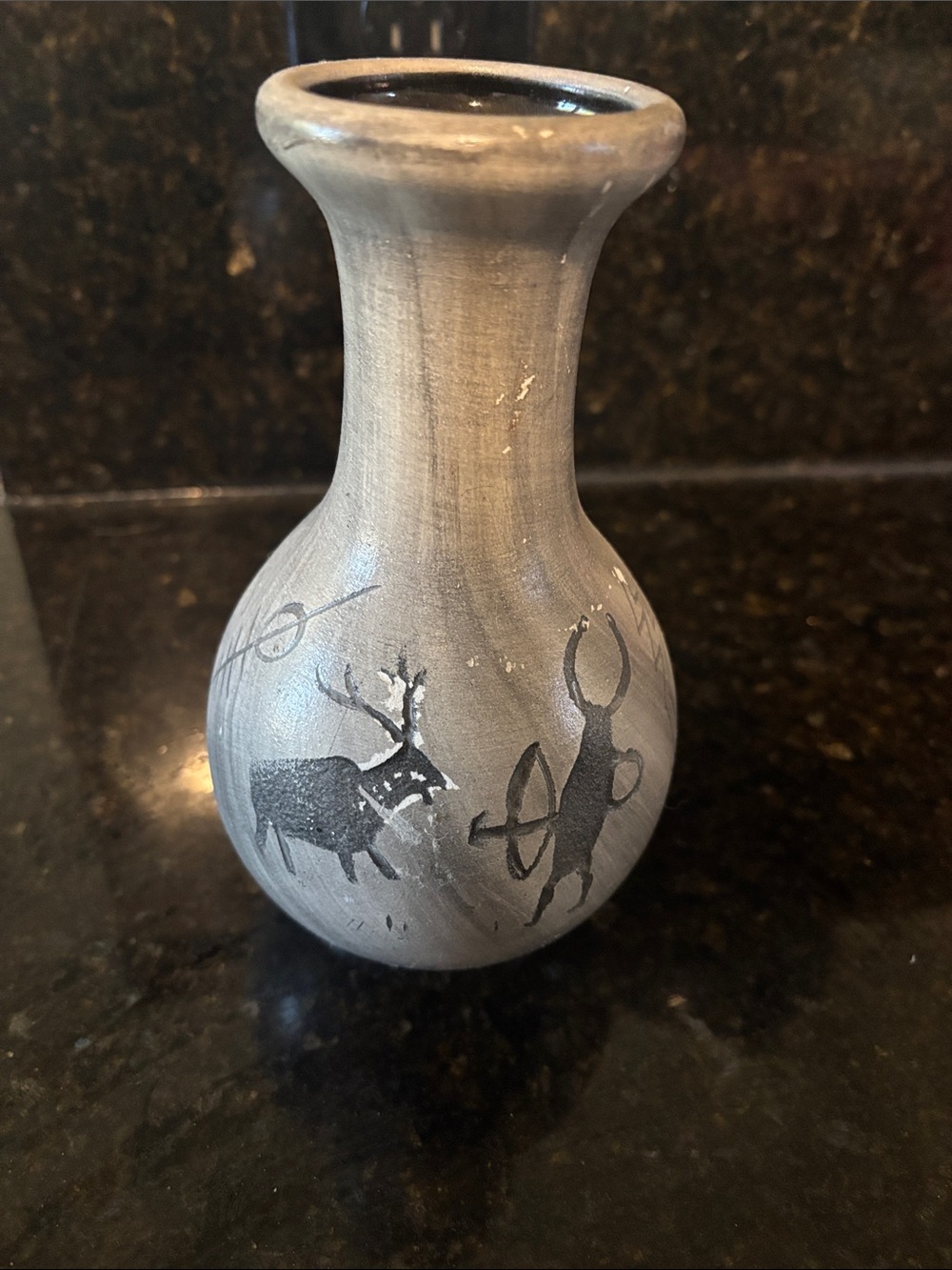 Binishtho NavajoGray Ceramic Decorative Bud Vase - Picture 2 of 7